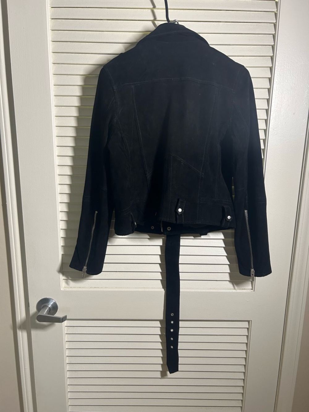 Blank NYC Black Faux Suede Biker Jacket with Belt - Women - Picture 4 of 4